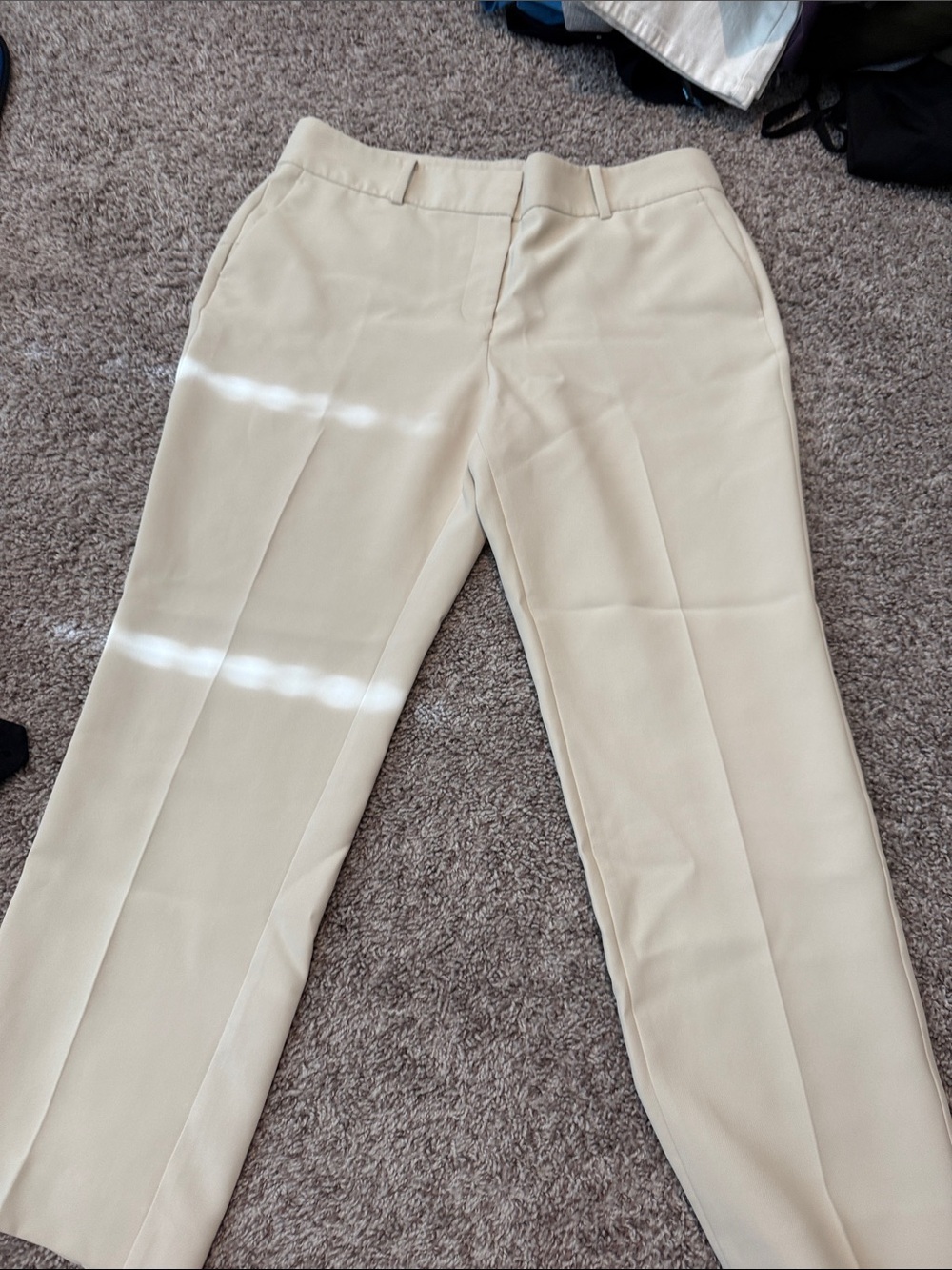 Ann Taylor Factory Cream Straight-Leg Dress Trousers